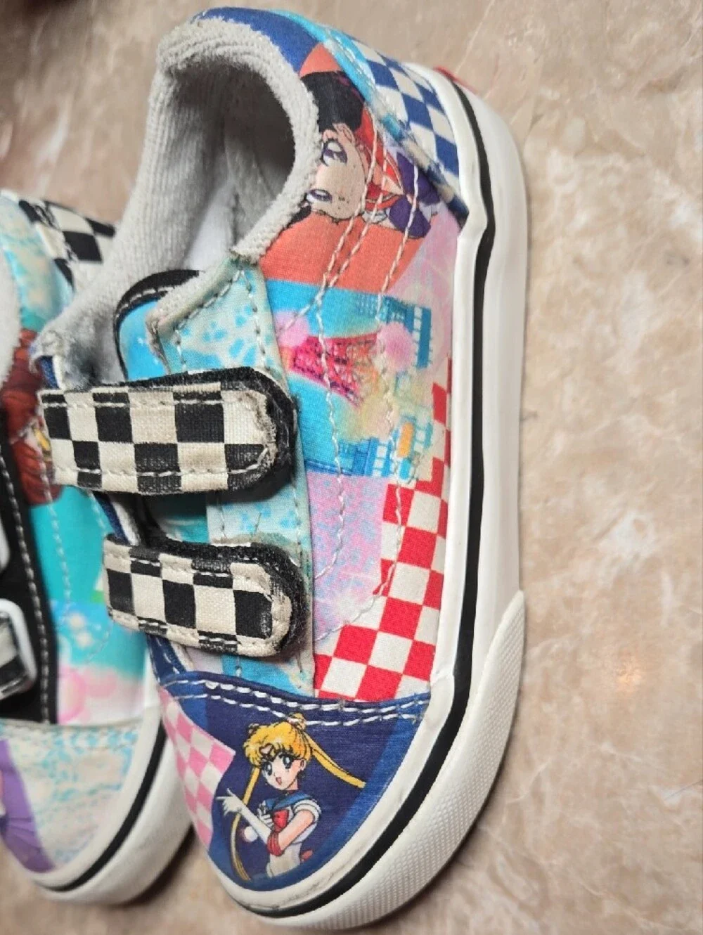 Vans Kids Multicolor Checkerboard Velcro Sneakers - Black/Blue/Pink/Red
